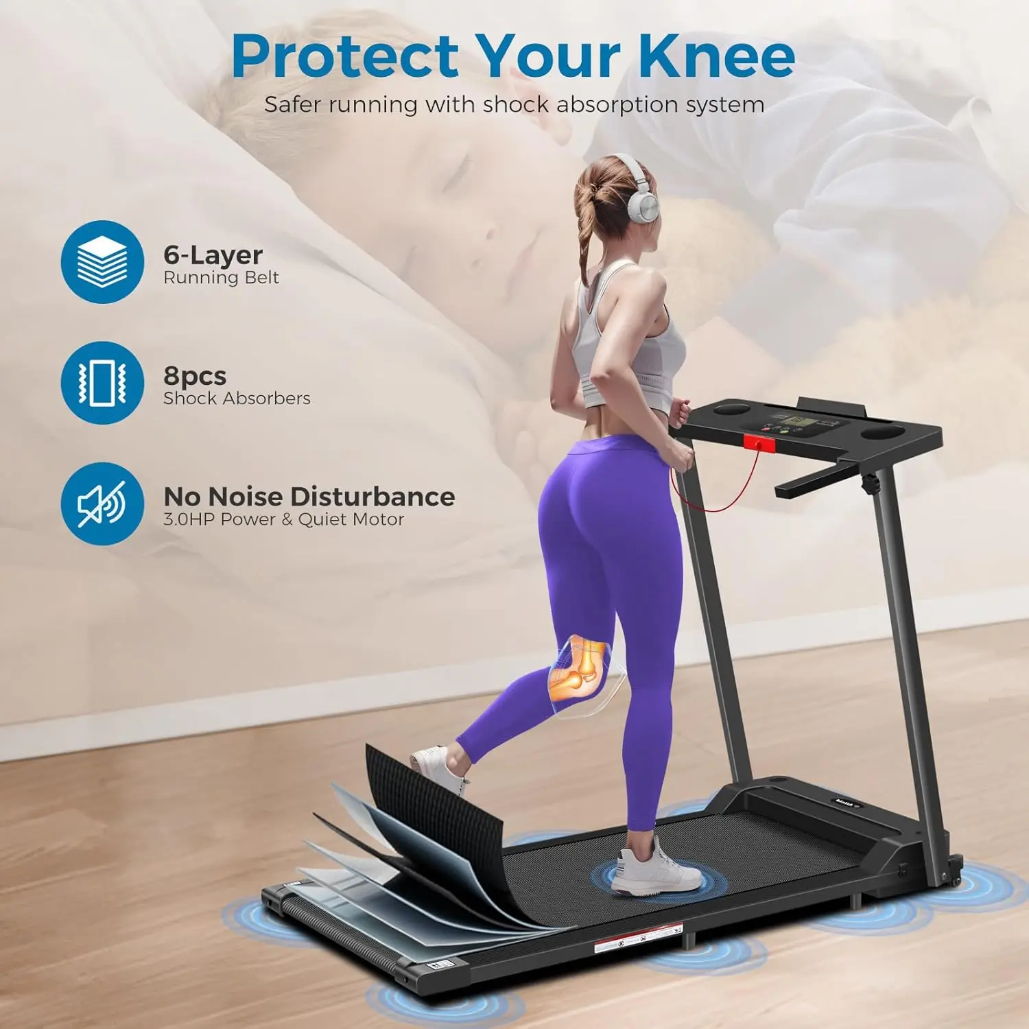 Cinta de correr con asas, cintas de correr pequeñas mejoradas para el hogar de 2025, cintas de correr eléctricas portátiles para el hogar con capacidad de 300 libras, gran oferta