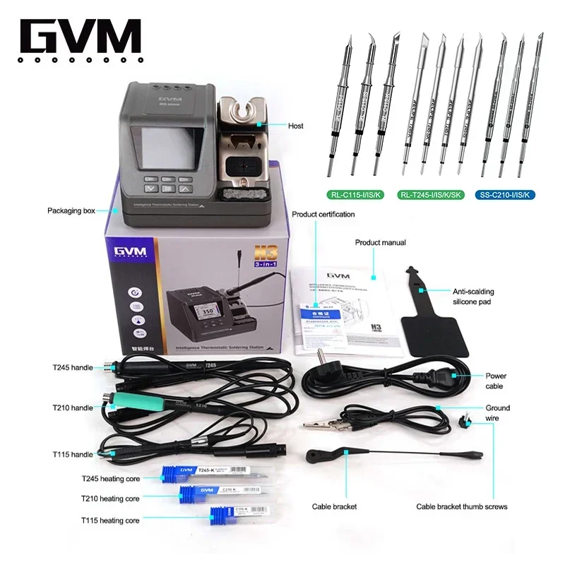 

GVM H3 3-in-1Rework StationT210/T245/T115 Handle Available High Voltage 80W Intelligent Welding Station Automatic Sleep Welding