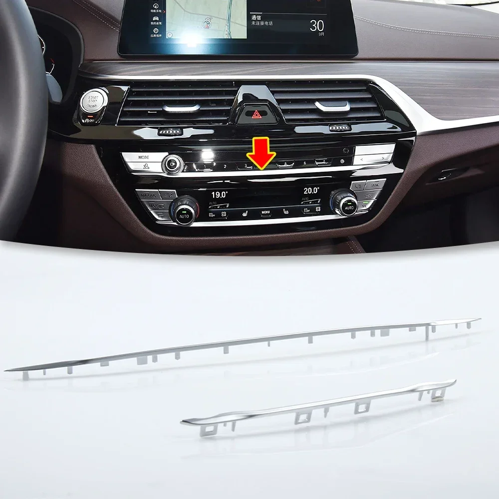 Car Front Rear Air Conditioning Radio Panel Electroplating Strip Decorative Trim Strip For BMW 5 6 7 Series G38 G30 G32 G12