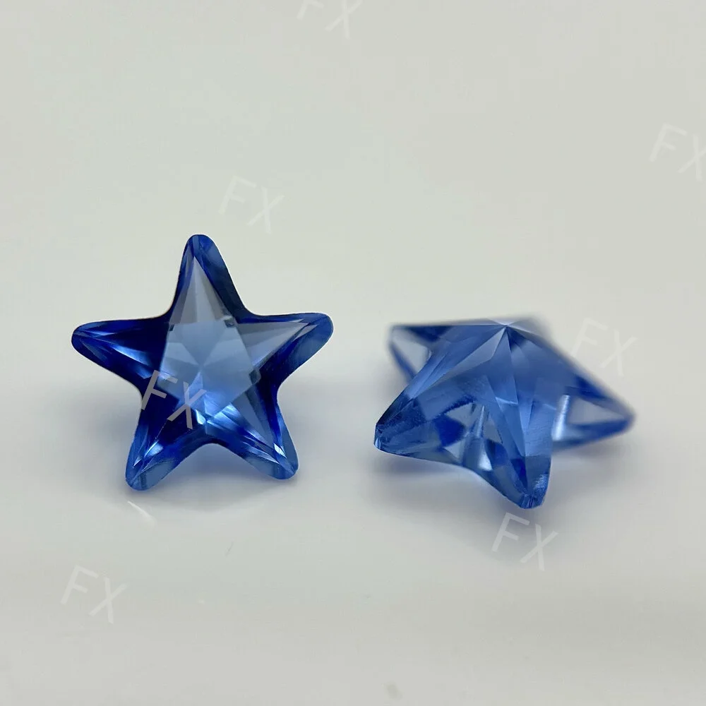 3x3~10x10mm Star Cut Loose Glass Stone Synthetic Gems AQ29 Tanzanite color Wuzhou  artificial  gemstone