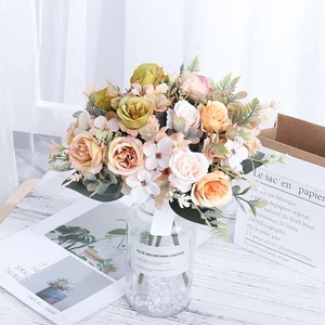 Beautiful roses artificial flowers, counterfeit flowers, silk peony, hortênsia, Big Bride Bouquet, wedding, home party, diy decoration, autumn 10 Main Sales Giant Flower - №5