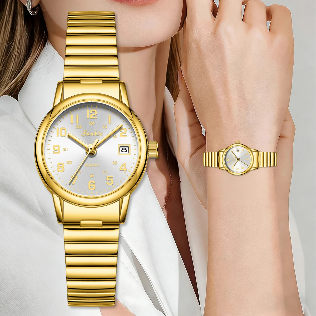 

Sunkta элегантные спортивные кварцевые женские часы с маленьким циферблатом, женские часы, модный стальной ремешок, водостойкие подарки на день рождения, Relogio Feminino