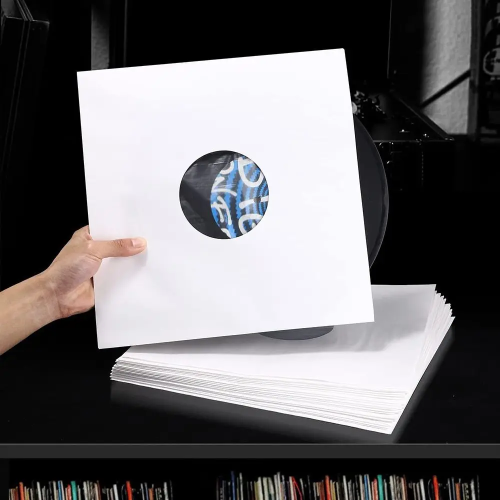 New Black White Vinyl Records Sleeve 7/10/12inch Paper & Poly Lined LP Record Cover Record Protection