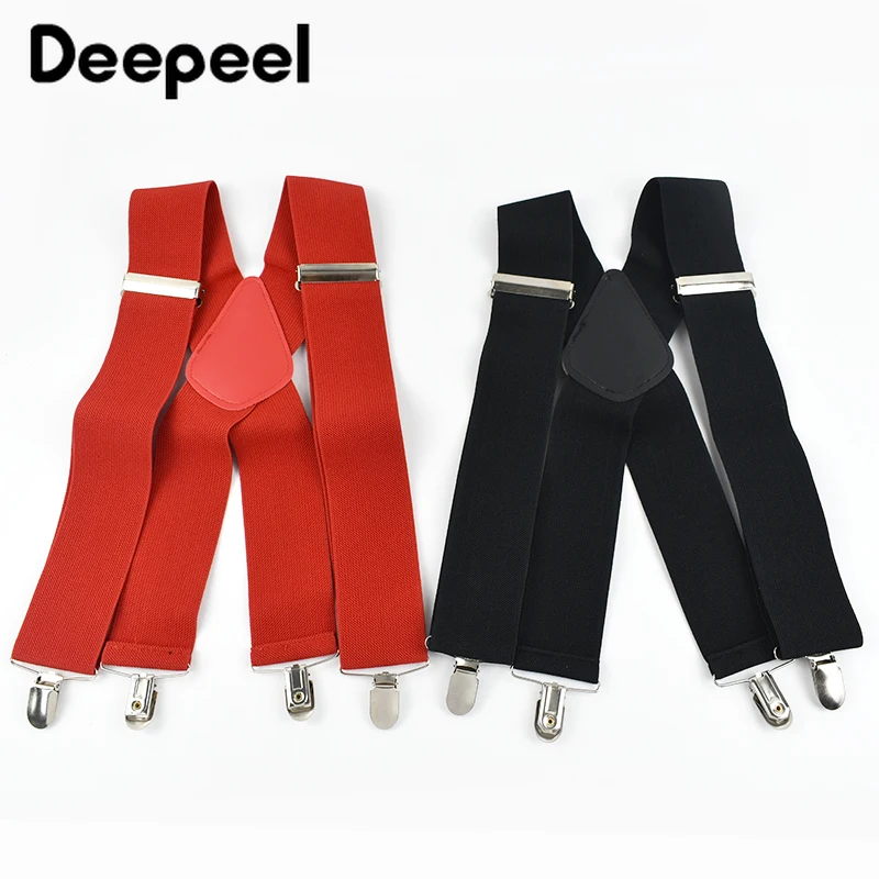 Deepeel 5*100cm Fashion Adult Men's Suspenders X-shaped Widen 4 Clip Strap Adjust Elastic Braces Suit Trousers Belt Accessories