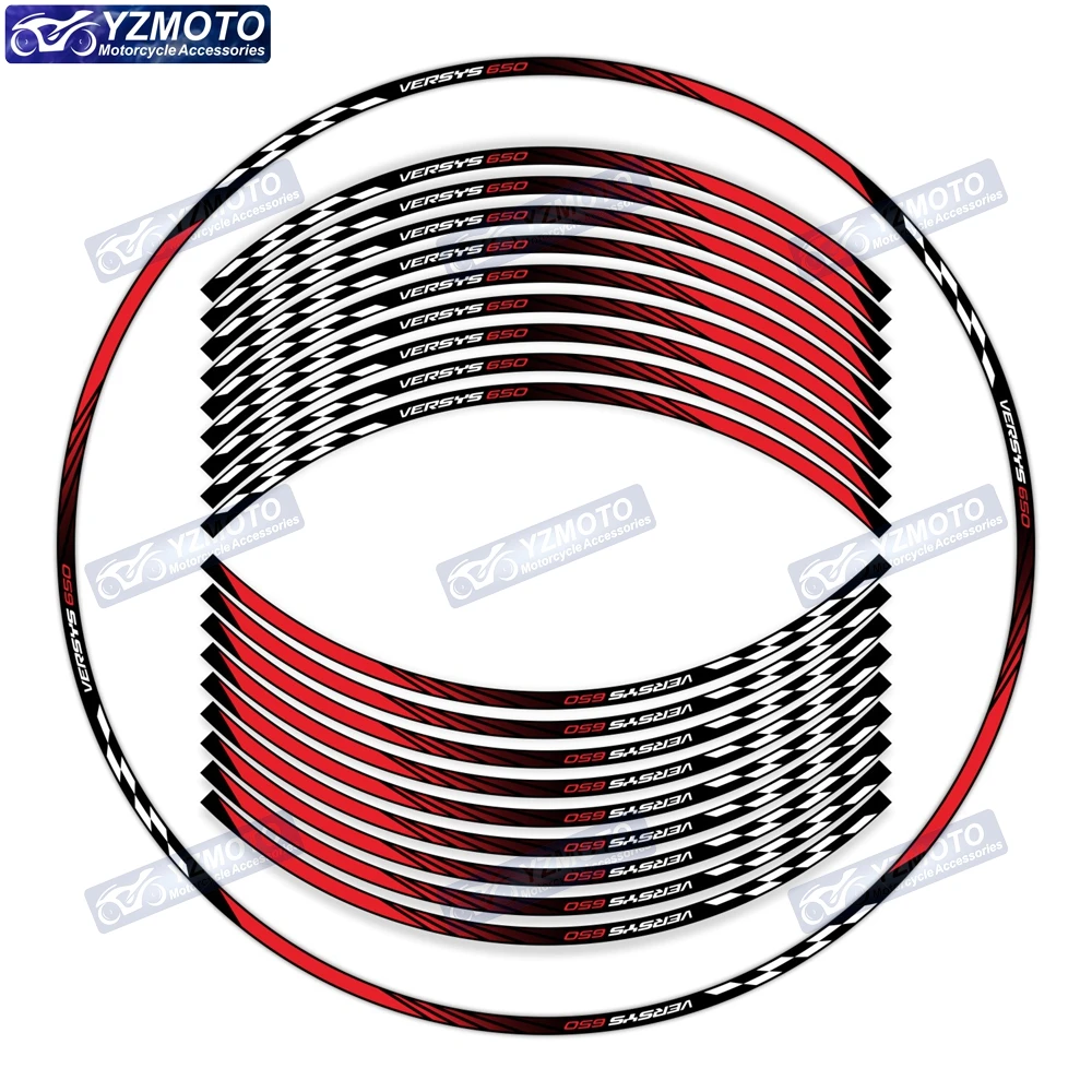 Naklejki na koła motocyklowe VERSYS 650, 17 cali, na przednie i tylne koła, naklejki na piasty, modyfikowane, dekoracyjne, odblaskowe, wodoodporne naklejki na obręcze.