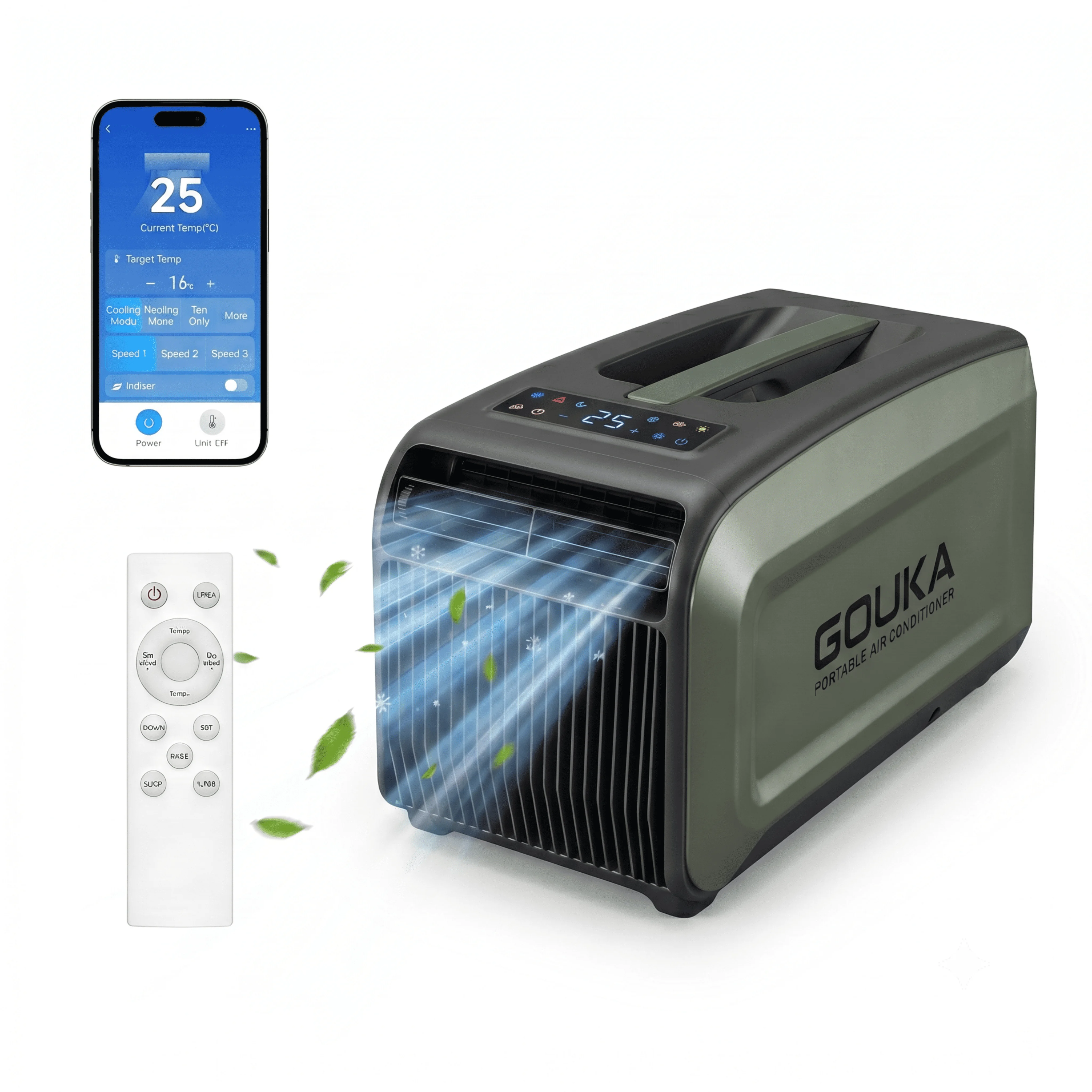 GOUKA 6100 BTU 6-in-1 Portable Air Conditioner with Cooling & Heating, Fixed Frequency Mobile AC for RV, Camping and Office