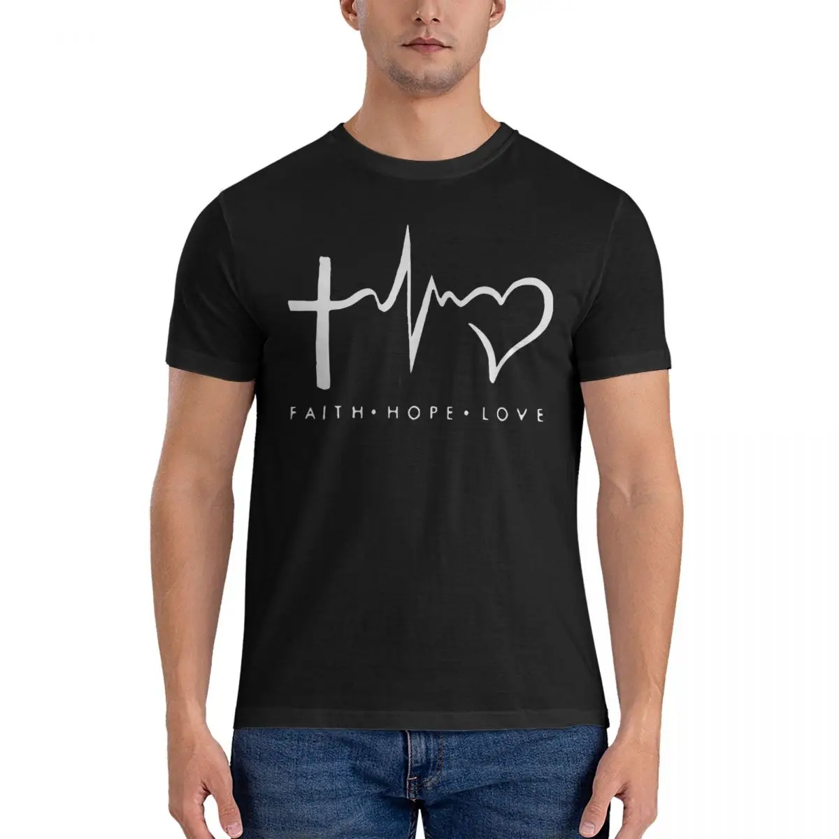 Men's Symbol T Shirts christian Pure Cotton Clothing Funny Short Sleeve O Neck Tees Unique T-Shirt