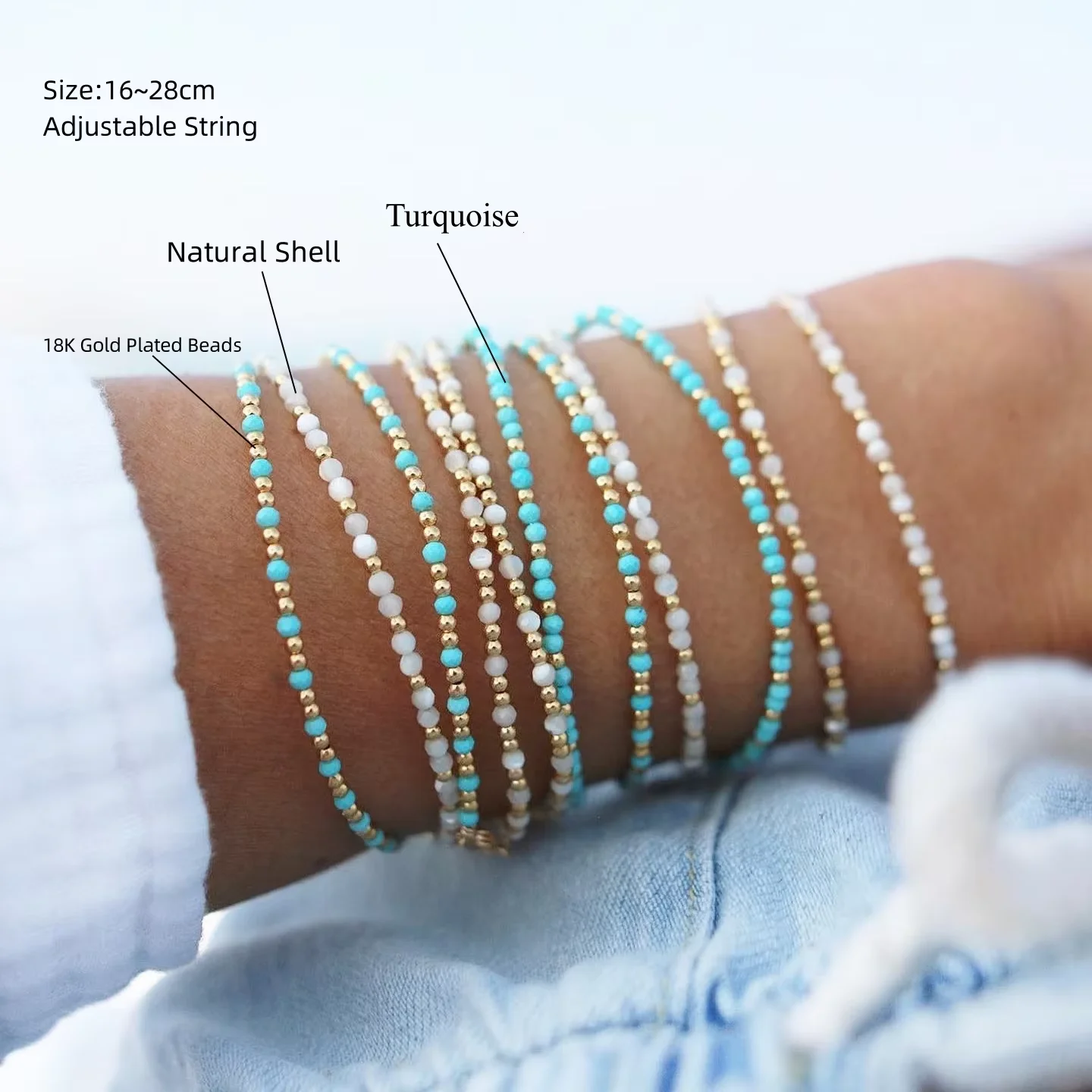 CCGOOD Boho Beach Bracelets for Women Summer Natural Stone Bead Jewelry Stackable Gift Surf Pulseras