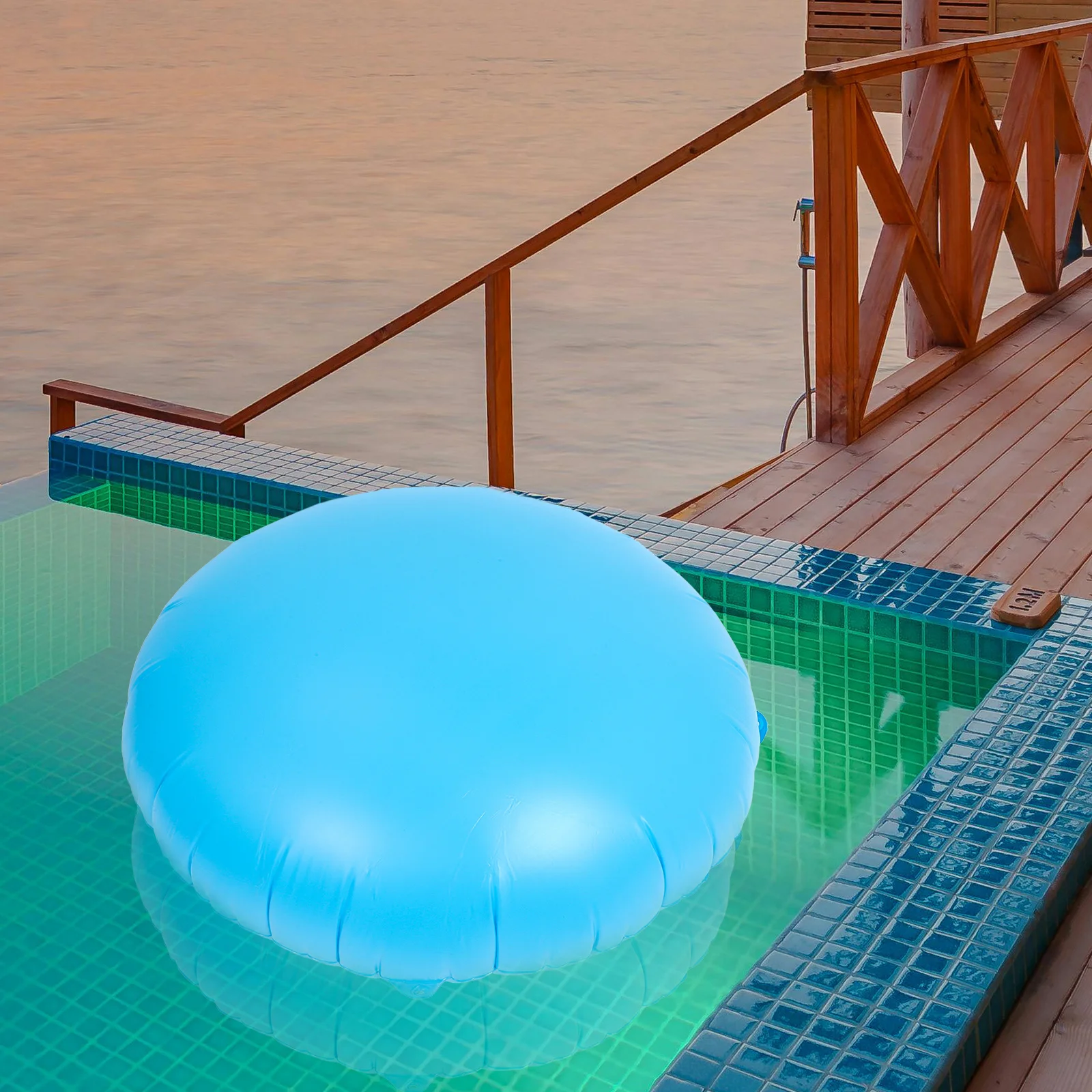 

1pc Large Round Inflatable Pillow Thickened Pvc Durable For Above Ground Pool Winter Protection Ice Expansion