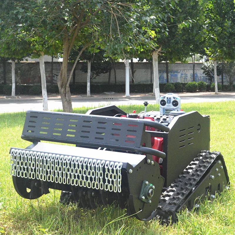 Big Power Engine 4-Stroke DIY Small Robot Grass Cutter Cutting Width 80cm Remote Control Crawler Lawn Mower Flail Mower