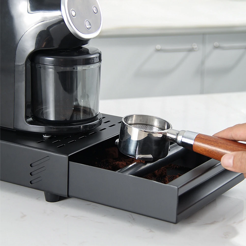Caja de café molido de acero inoxidable, cajón tipo Knock Case, 11,02x7,09x2,48 pulgadas, accesorios para barra de café