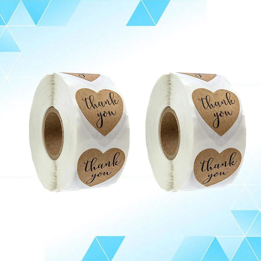 

1000Pcs Paper Thank You Labels Heart Shape Sealing Stickers Decorative Sticker Roll Candy Bag Packaging Treat Bag