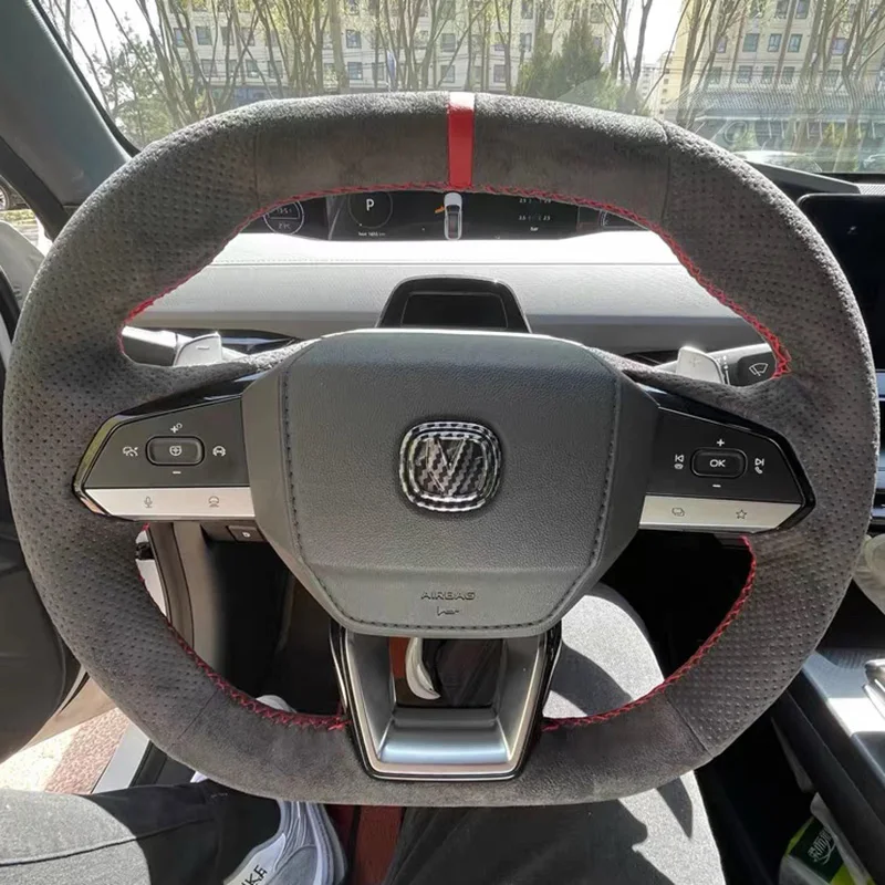 

For 2022-2024 Changan CS55 PLUS UNIV Hand Sewn Needle Thread Car Steering Wheel Cover Car Accessories Suede Anti Slip Breathable