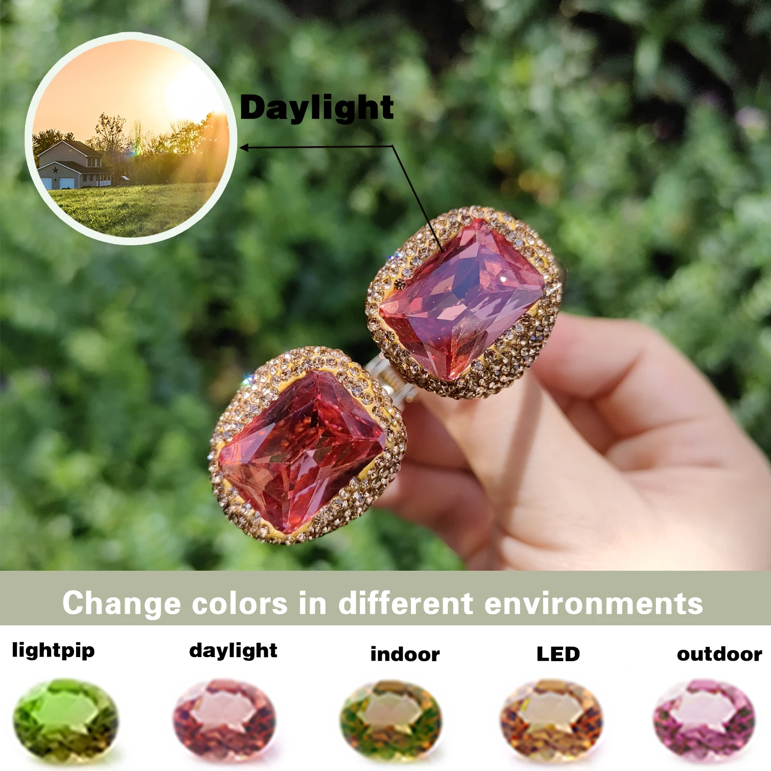 Turkish colored stone Sultanite stone jewelry,square cuff bracelet for women different lights change colors elegant fashion