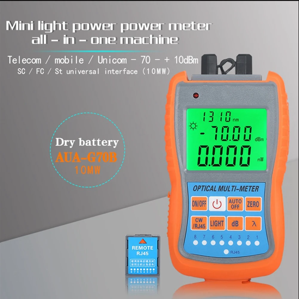 เครื่องวัดพลังงาน4In1 AUA-G70B ขนาดเล็กเครื่องตรวจจับความผิดพลาดด้วยภาพสายเคเบิลเครือข่ายทดสอบเครื่องทดสอบใยแก้วนำแสง10กม. VfL
