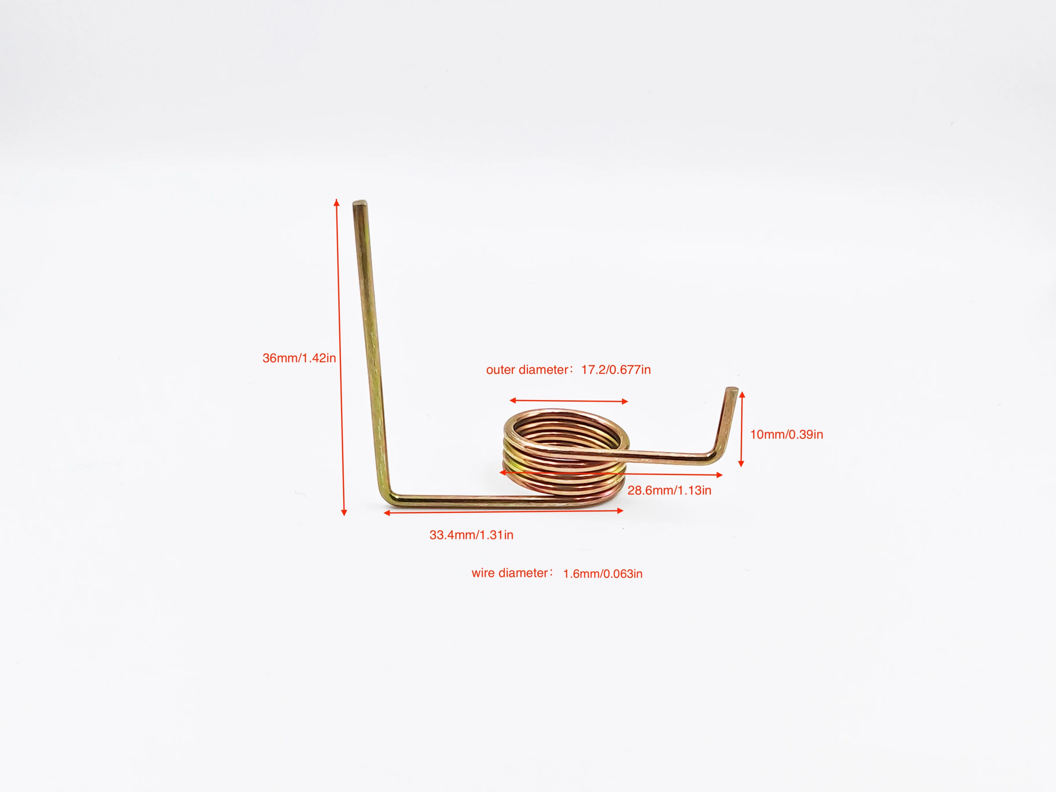 1PC Galvanized Torsion Spring 17.2mm Diameter Zinc Plated High Quality Carbon Steel for Machinery 1.6mm*17.2mm（0.098in*0.677in