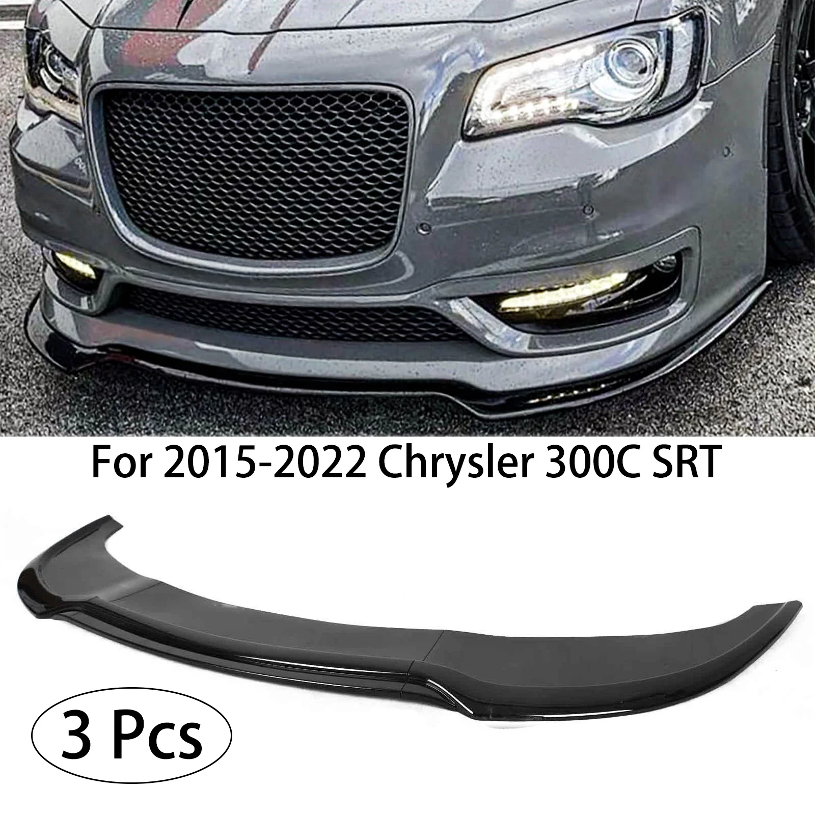 

For Chrysler 300 C S Touring Sport SRT 2015-2023 3Pcs Front Bumper Lip Splitter Diffuser Spoiler Car Accessories