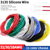 Silicone Copper Wire 32AWG 30AWG 28AWG Heat Resistant Soft Rubber Insulated Flexible UL3135 Electron DIY LED Lamp Lighting Cable