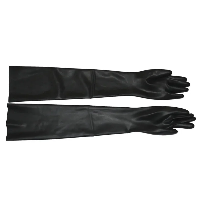 Black Latex Rubber Gloves Fetish Wrist Seamless Moulded Shoulder Length Long Gloves for Men Women with Bodysuit Catsuit Hoods