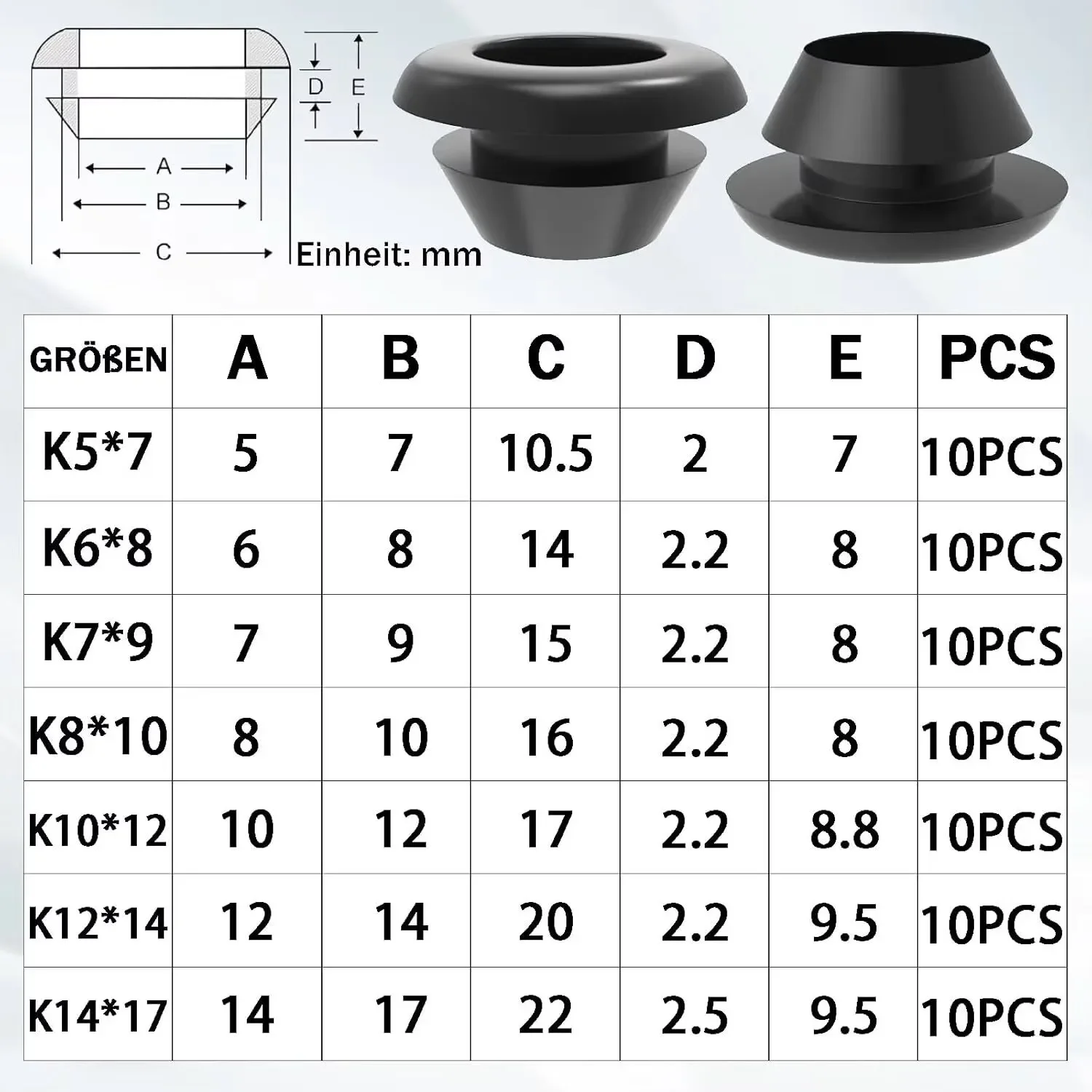 70Pcs Rubber Grommet Kit Cable Wire Hole Grommets for Automotive Wiring Electrical Panels Dust Proof Moisture Resistant