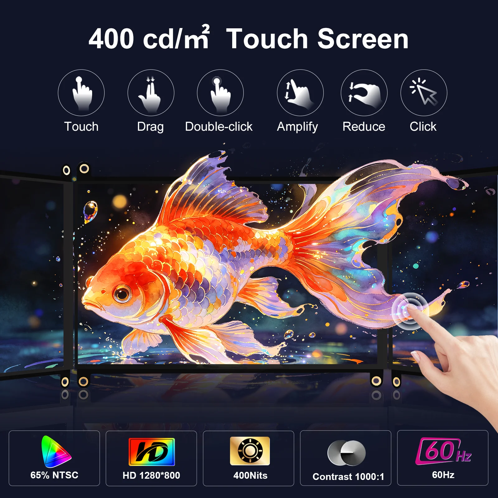 8 Inch IPS Touch Monitor 1280×800 Screen Display for Raspberry Pi 5/4/3, Built-in Speakers, HDMI Type-C