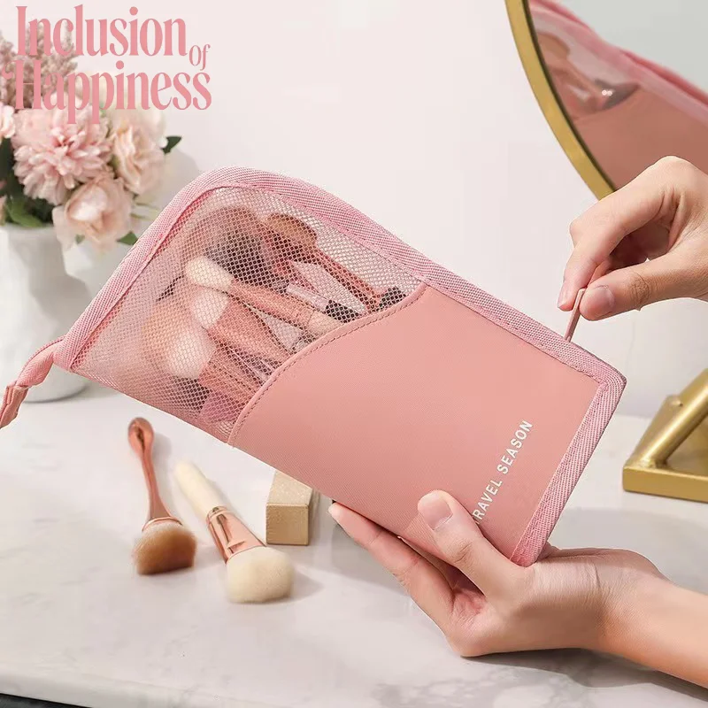 Makeup Bag For Women 2026 New Model Travel Portable Storage Bag Large Capacity Makeup Brush Eyebrow Pencil Bag Portable Storage