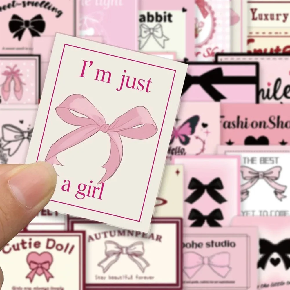 

10/30/50pcs Pink Cute Ballet Bowknot Aesthetic Stickers Cartoon Graffiti Decals for Helmet Stationery Guitar Girls Gifts Sticker