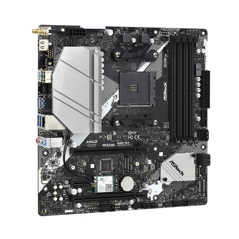 ASRock B550M/AC Motherboard Supports Ryzen 5 3600 5600G 5700X 5700X3D 5800X3D CPU 4xDDR4 4733MHz M.2 NVME mATX AMD AM4 Mainboard