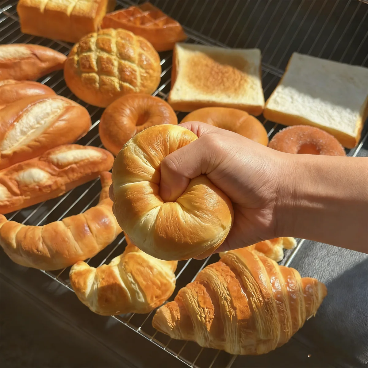 PU Realistic Artificial Bread Fake Cake Model Simulation Croissant Donut Waffle Food Photography Props Home Kitchen Window Decor
