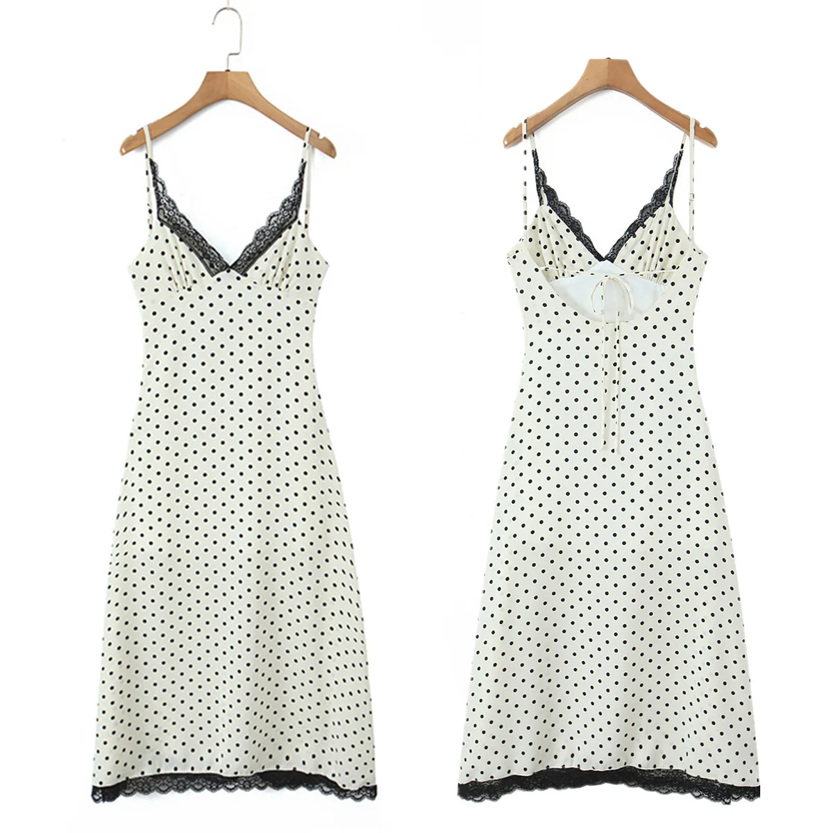 

Jenny&Dave French Fashion Office Ladies Holiday Lace Polka Dot Dress Summer Beach Suspender Dress Elegant Party Dresses Vestidos