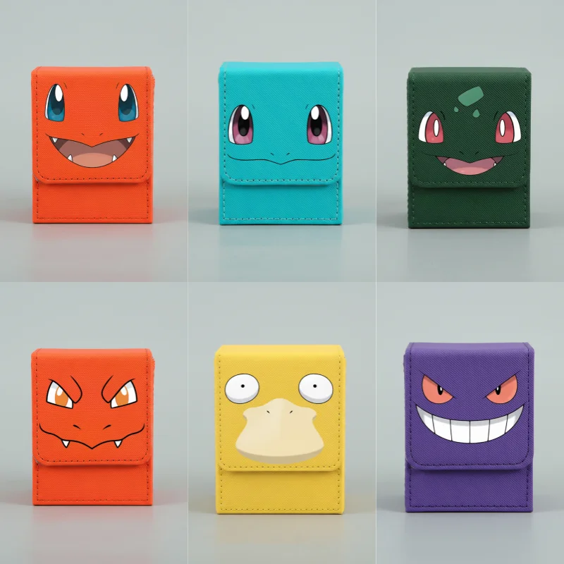 

Box For Pokemon Card Case Charizard Gengar Squirtle Mew Mewtwo Clefairy Leather Toy Fans Gift Anime Game Collection Storage Box