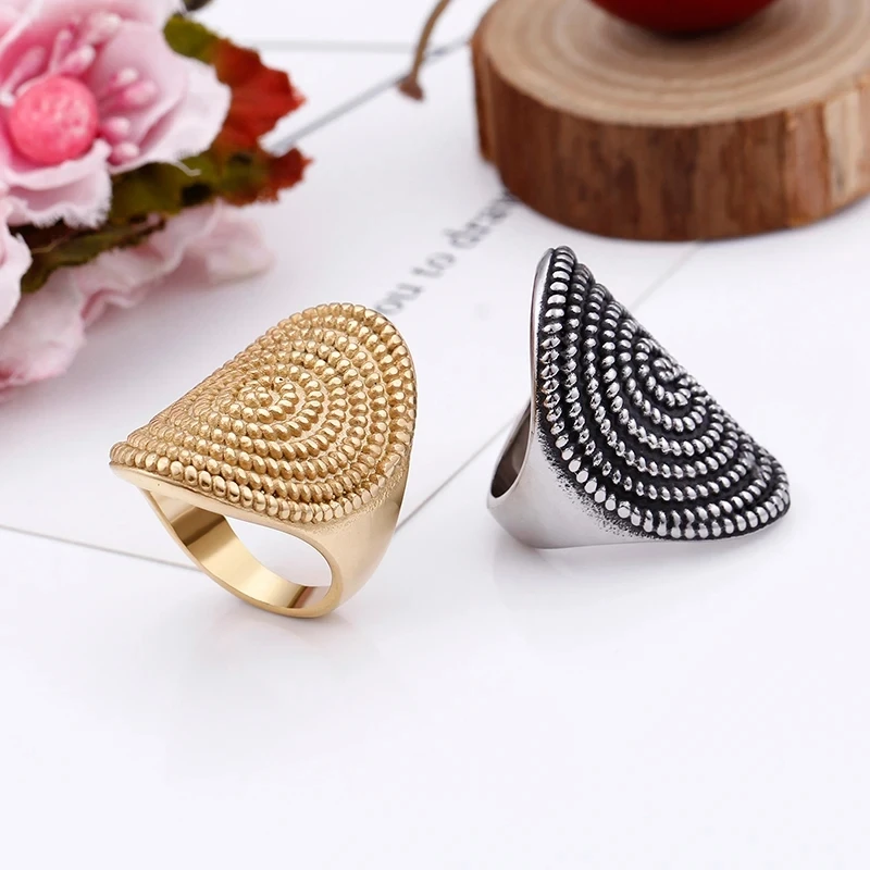 Kalen Stainless Steel Larger Ring for Men Hip Hop Big Women's Finger Rings Spiral Charm Anillos Trendy Party Jewelry Gifts #7-#1