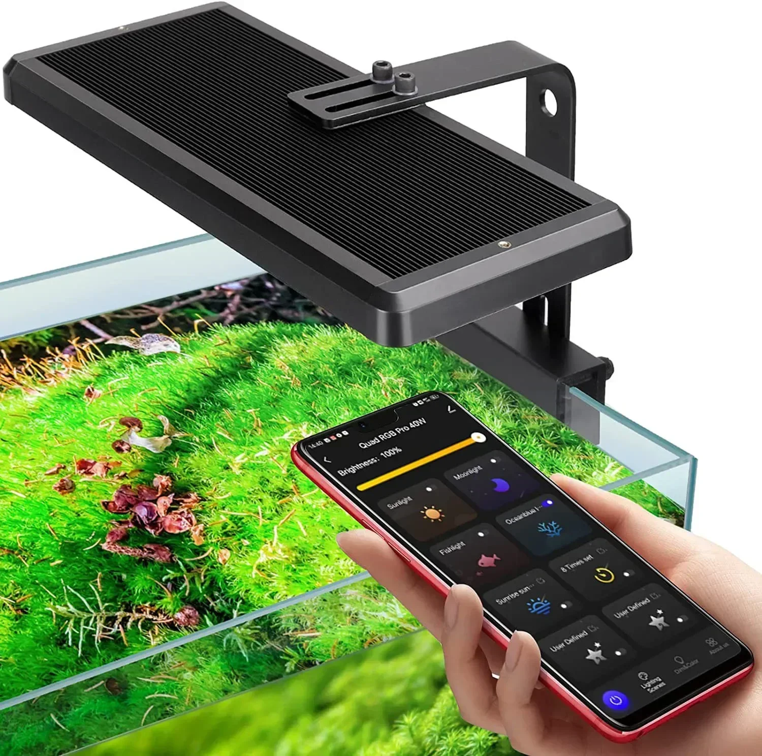 LED Aquarium Light 5 Mode Fish Tank Reef Lamp with Sunrise Sunset Moonlight Simulation 8 Lighting Modes Adjustable Brightness