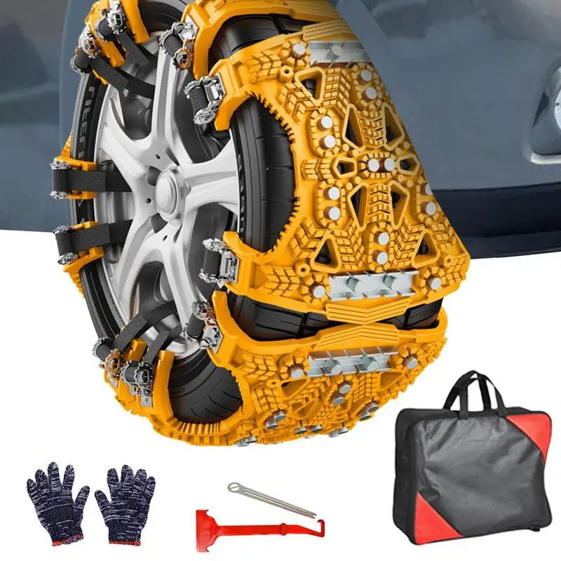 

Tire Chains For Cars 6 Pcs Adjustable Tire Snow Chains For 165-275mm Anti-Slip Snow Chains Anti-ice Crushing For Tire Dirt Track