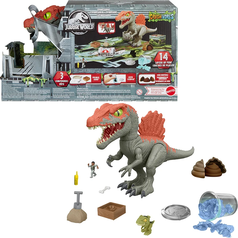 

Jurassic World Crushivores Spinosaurus Cage Crasher Dinosaur Action Figure Spinosaurus Escape Story Interpretation Set Boy Gifts