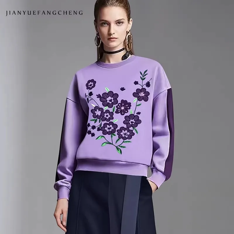 

Худи унисекс оверсайз с цветочной вышивкой и цветовыми блоками, коллекция Весна-Осень 2026, размер S