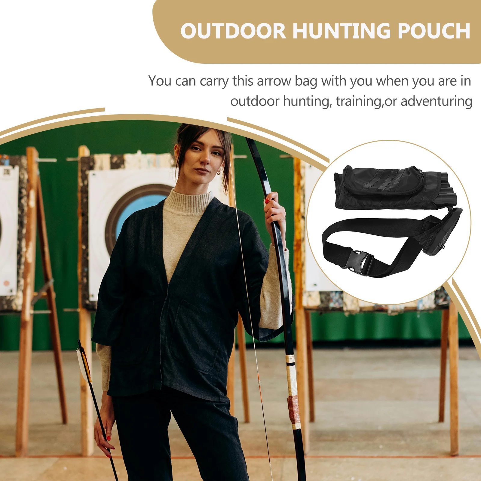 

Large Capacity Archery Arrow Waterproof Oxford Pvc Material Adjustable Waist Hunting Pouch Outdoor Adventure Gear
