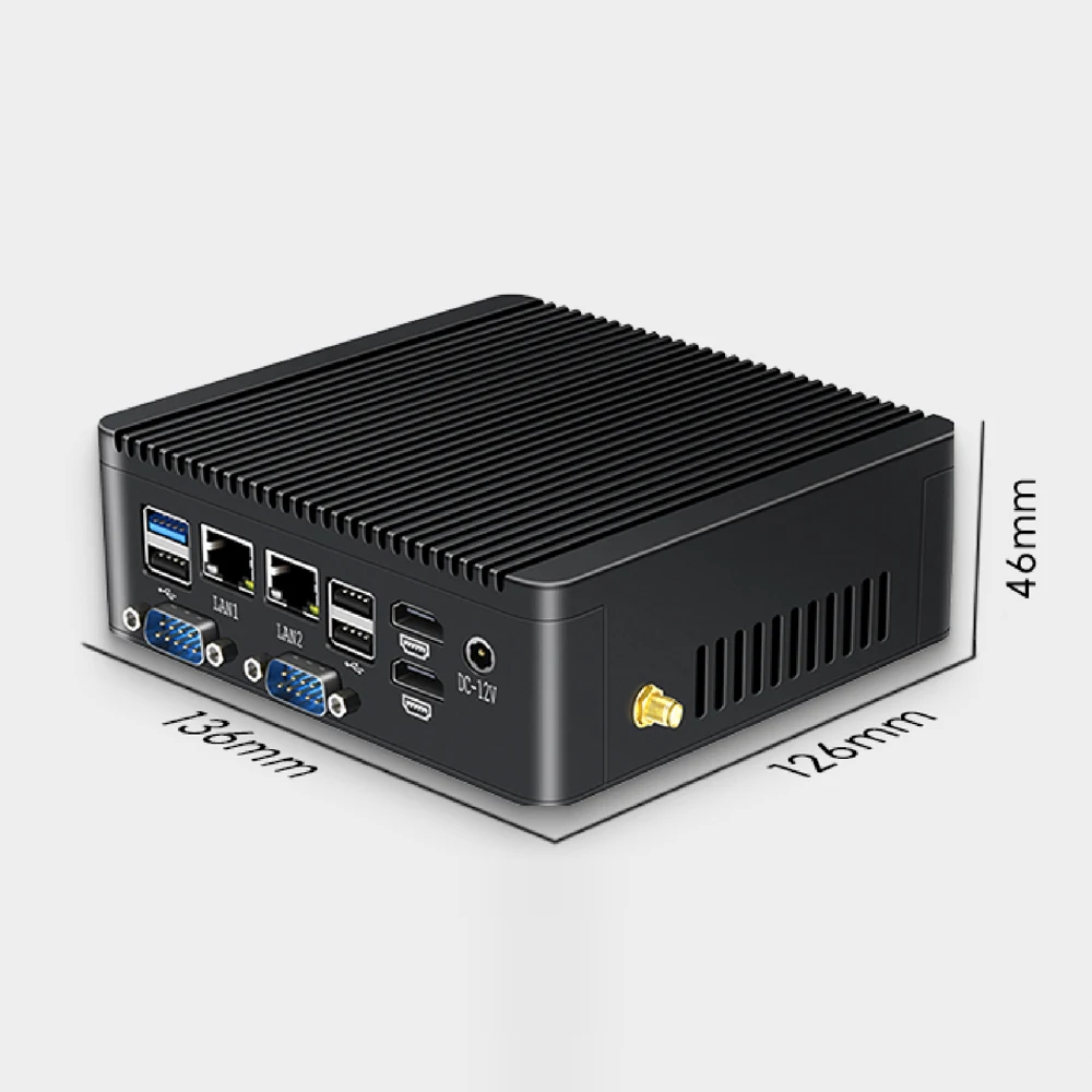 Int el Celeron J4125 كمبيوتر صغير بدون مروحة 8 جيجابايت DDR4 128 جيجابايت M.2 SSD USB3.2 ويندوز 11/10 4G LTE/WIFI يدعم إنترنت الأشياء الصناعية الجديدة