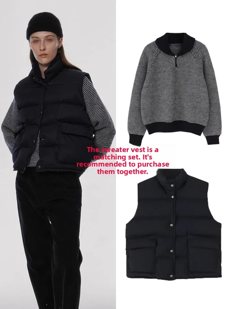 Gilet en duvet pour femmes, col montant chaud, couleur Pure, longueur de rue, fermeture à glissière, sans Sve, vêtements d'extérieur de printemps