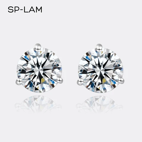 Серьги-гвоздики SP-LAM с муассанитом из серебра 925 — фото модели