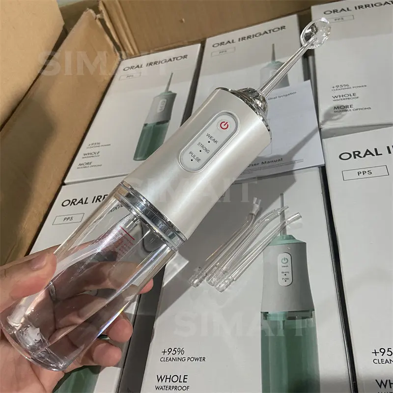 Oral Irrigator Portable Water Flosser USB Rechargeable Water Jet Tooth Pick + 4 Jet Tip 3 Modes Waterproof Teeth Cleaner