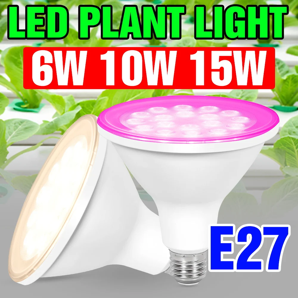 

15W LED Grow Bulb E27 Full Spectrum Indoor Plant Fill Lamp 220V Hydroponic Seeding Planting Box Greenhouse Tent Vegs Cultivation