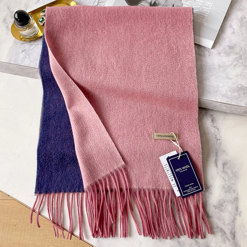 100% Cashmere Winter Design Pashmina Wool Scarf for Women Warm Thick Shawls and Wraps Female Bufanda Echarpe Tassel Muffler