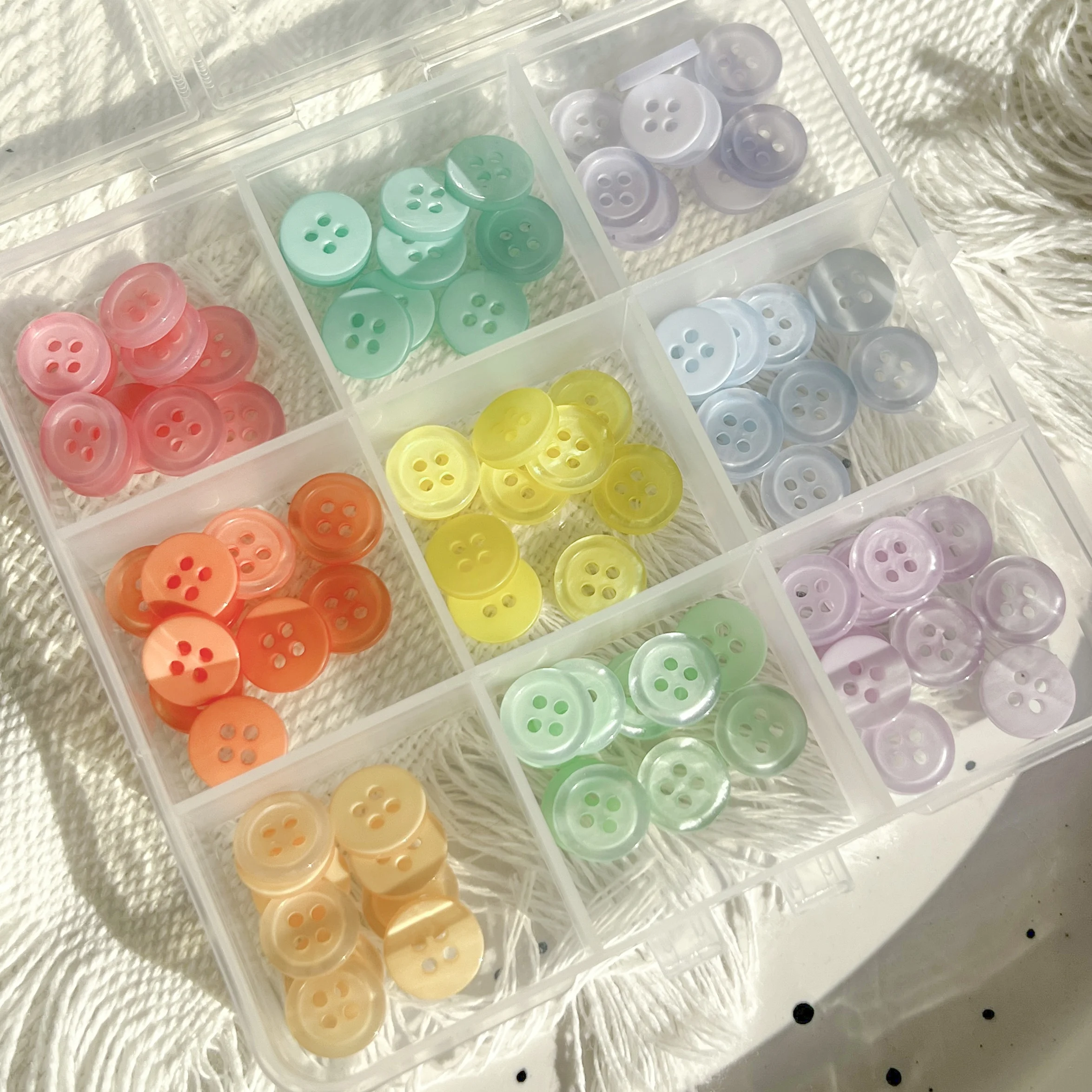 90PCS Colorful 10MM Resin Buttons Rotundity Household Handmade DIY  Buttons Sewing Supplies Clothing Accessories Material Box