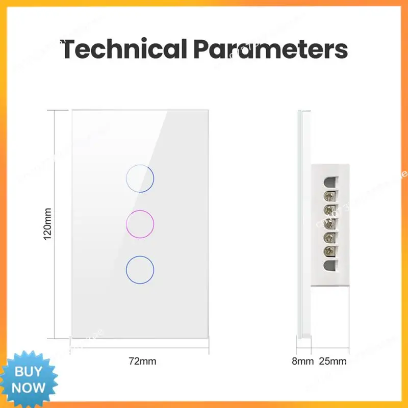 A10R Wifi Smart Wall Switch LED Light Switches 3 Gang Smart Touch Sensor Preto EUA Plug