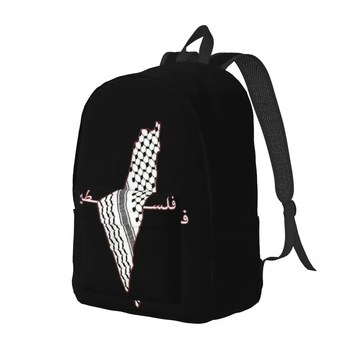 Keffiyeh Palestine Map Backpack with Pocket High School Work Arabic Palestinian Flag Daypack for Men Women Laptop Canvas Bags