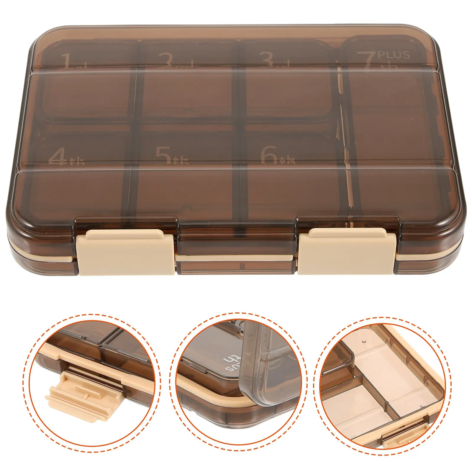 

Mini Weekly Portable Medicine Organizer Box Compact Pocket-Size Pill Dispenser Travel Medication Storage Holder Secure Lock Case