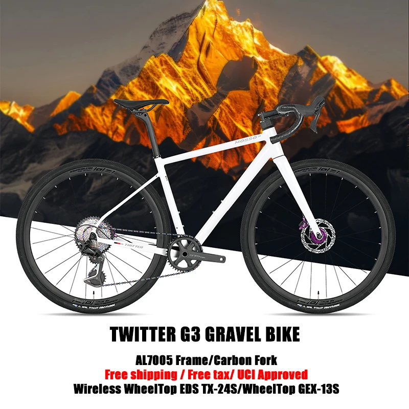 

TWITTER Gravel G3 Беспроводной GEX-13S/TX-24S Электронный переключатель переключения передач 7005 Алюминиевый гравийный велосипед Гидравлический дисковый тормоз Велосипед одобренный UCI