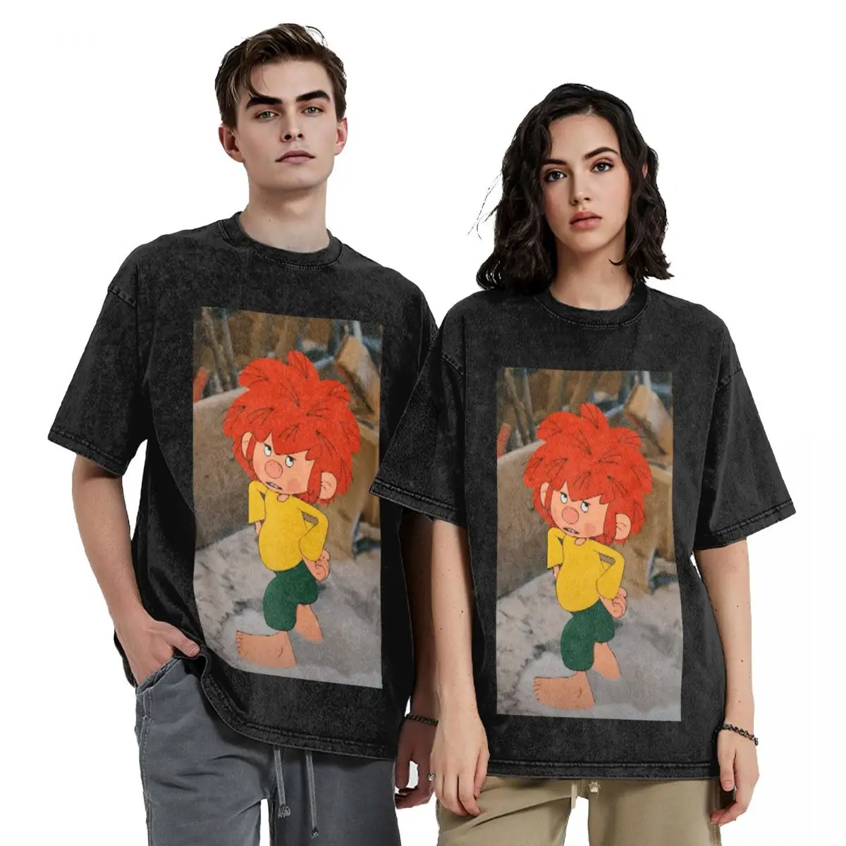 

Pumuckl 5, футболки с короткими рукавами в стиле хип-хоп, стираные топы, футболки, уличная футболка с принтом для мужчин и женщин