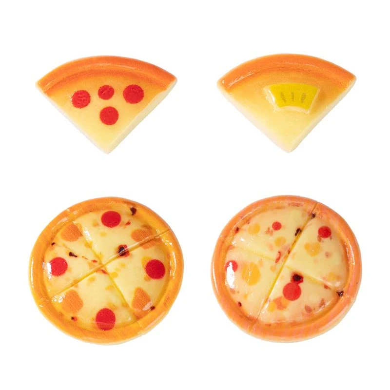 10PCS Cute Simulation Pizza Food Dollhouse Toys Miniature Models Ornaments Decor DIY Resin Accessories Kids Play House Toys Gift